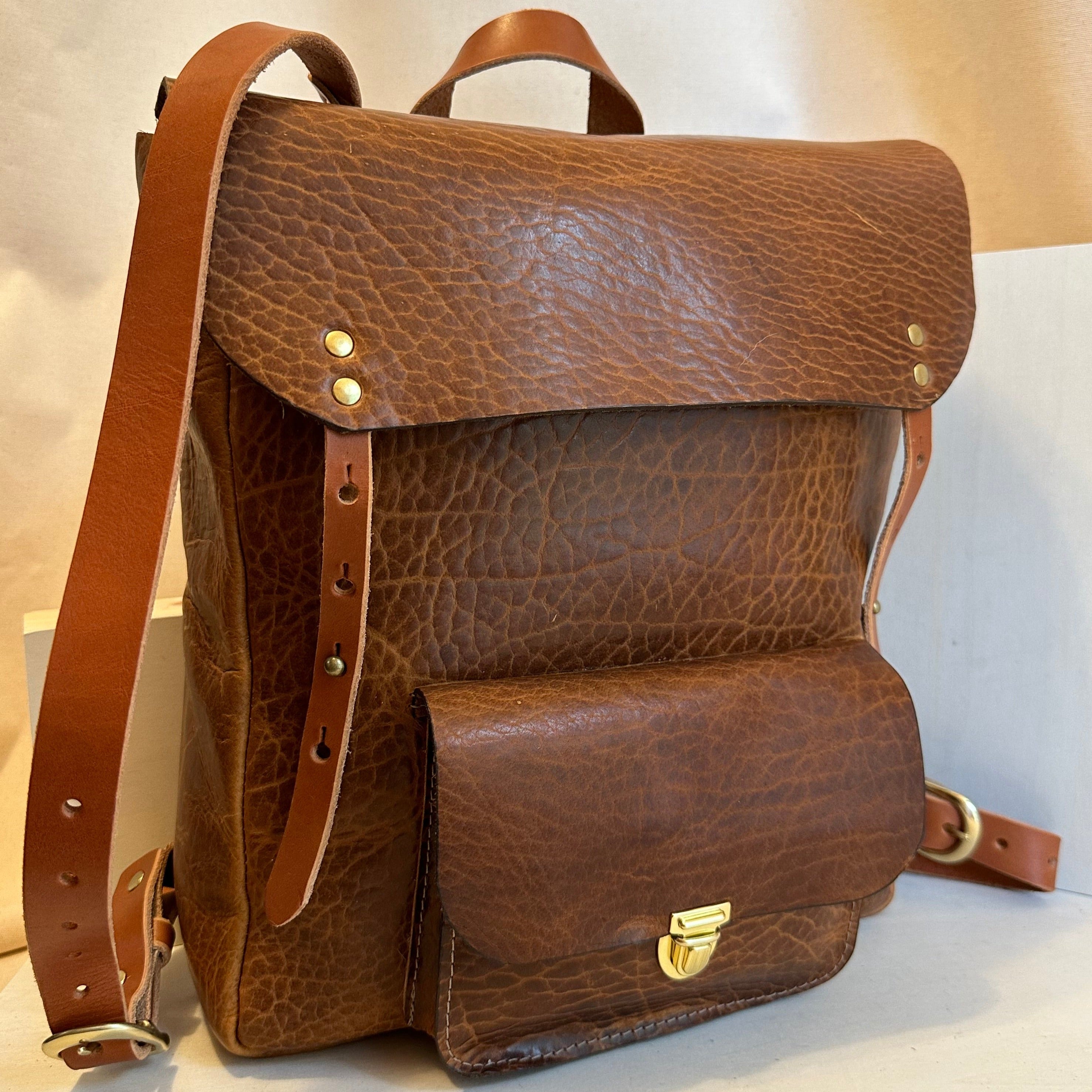 Glazed Bison Tech Companion Leather Backpack Shining Rock Goods