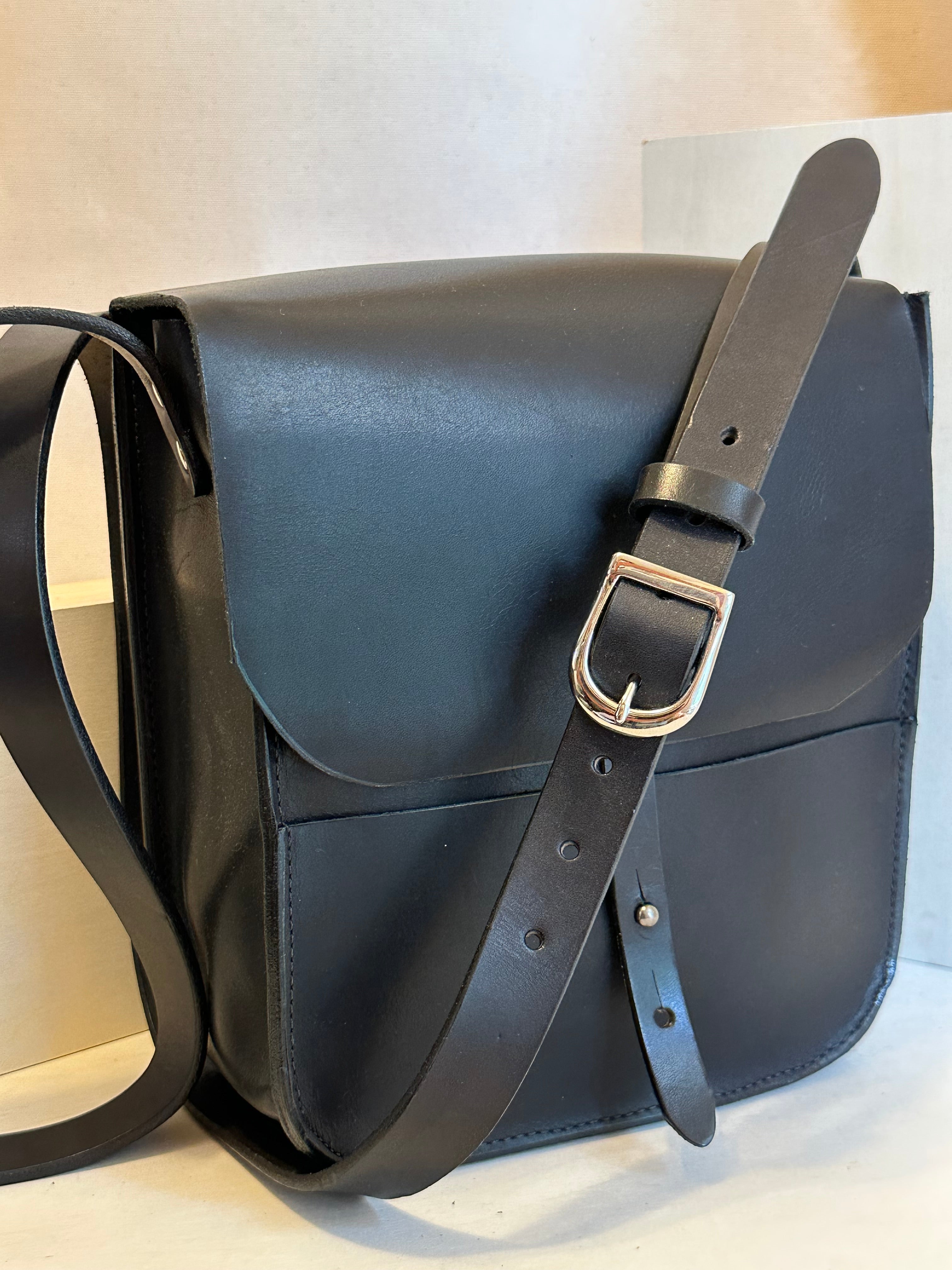 Black Forager Large Crossbody Leather Bag